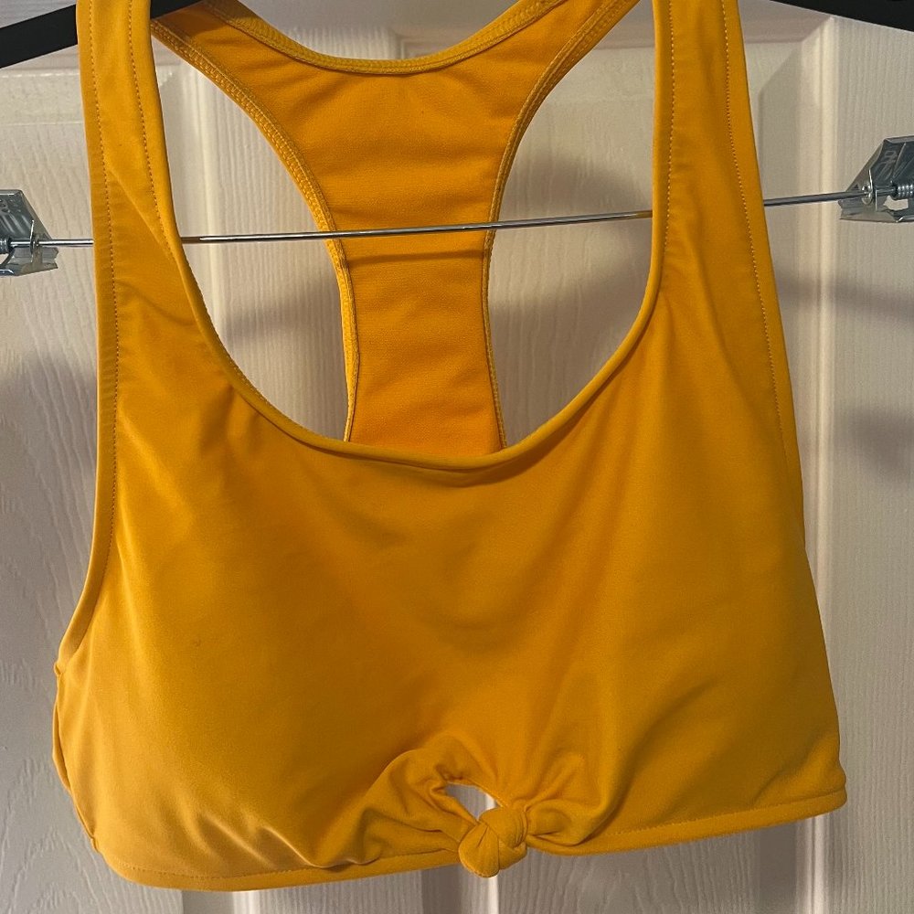 No Boundaries Yellow Racerback Swim Top, Knotted Front, Women's Size L (11-13)